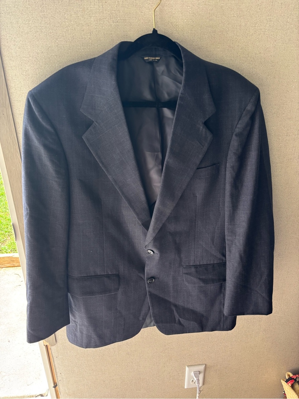 Vintage Bill Blass Charcoal Grey 100% Pure Wool Blazer Jacket Men's Made in USA